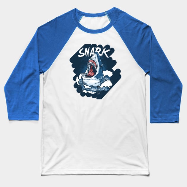 Shark scream Baseball T-Shirt by Unknownvirtuoso